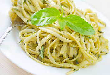 Image showing pasta with pesto