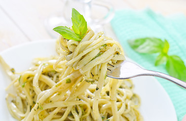 Image showing pasta with pesto