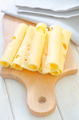 Image showing cheese on wooden board