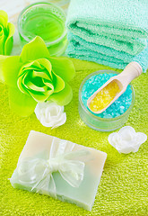 Image showing sea salt and soap