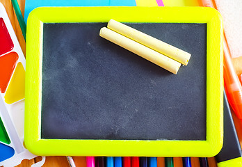 Image showing black board and chalk