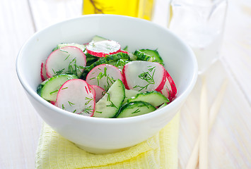 Image showing fresh salad with cucumber and radish