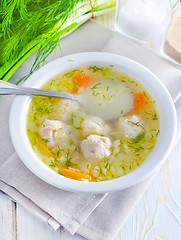 Image showing fresh soup with meat balls