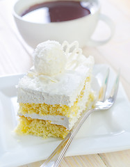 Image showing Cake with coffee