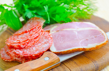 Image showing salami and ham