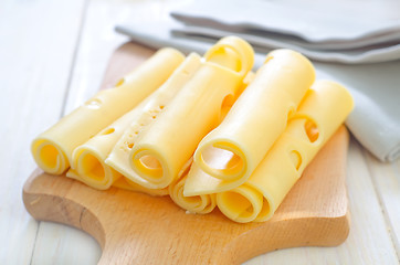 Image showing cheese on wooden board