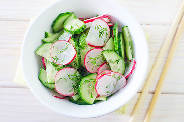 Image showing fresh salad with cucumber and radish