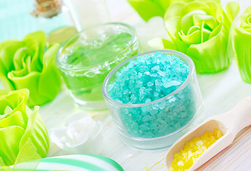 Image showing sea salt and soap