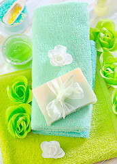 Image showing sea salt and soap