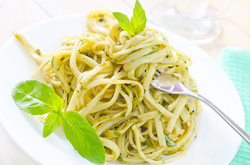 Image showing pasta with pesto