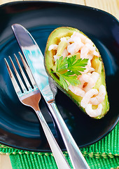 Image showing shrims in avocado