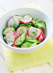 Image showing fresh salad with cucumber and radish