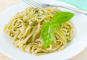 Image showing pasta with pesto