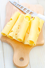 Image showing cheese on wooden board