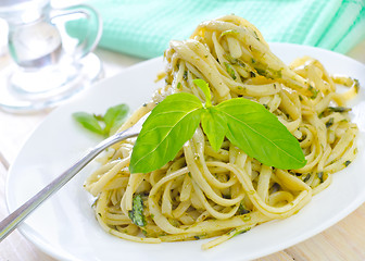 Image showing pasta with pesto