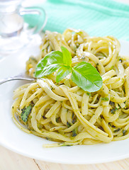 Image showing pasta with pesto