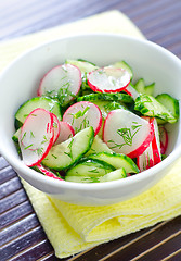 Image showing fresh salad with cucumber and radish