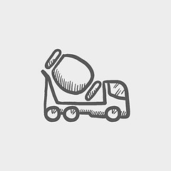 Image showing Concrete mixer truck sketch icon