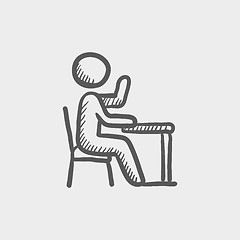 Image showing Student sitting on a chair sketch icon