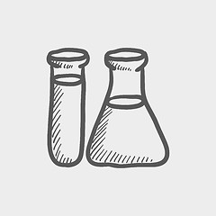 Image showing Test tube and beaker sketch icon