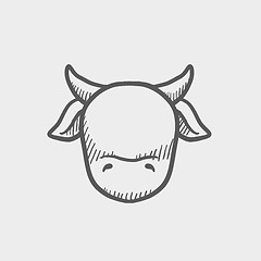 Image showing Cow head sketch icon