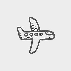 Image showing Flying airplane sketch icon