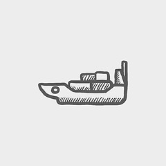 Image showing Cargo ship with container sketch icon