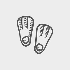 Image showing Swimming flippers sketch icon