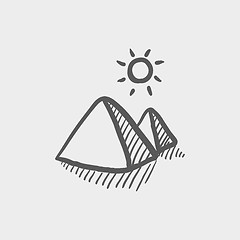 Image showing The pyramids of giza sketch icon