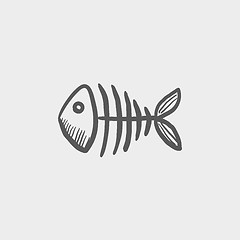 Image showing Fish skeleton sketch icon