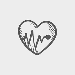 Image showing Heart with cardiogram sketch icon