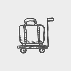 Image showing Luggage on a trolley sketch icon