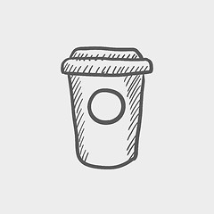 Image showing Disposable coffee cup sketch icon