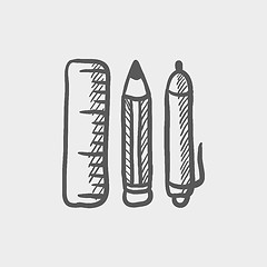 Image showing School supplies sketch icon