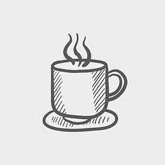 Image showing Cup of hot coffee sketch icon