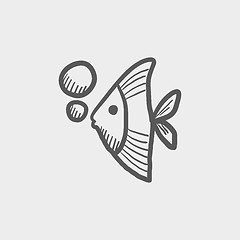 Image showing Tropical fish sketch icon