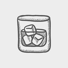 Image showing Glass of water with ice sketch icon