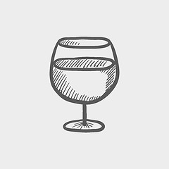 Image showing Glass of wine sketch icon