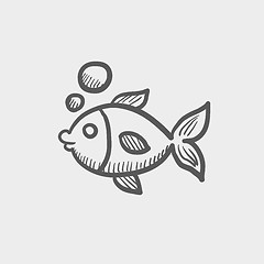 Image showing Little fish under water sketch icon