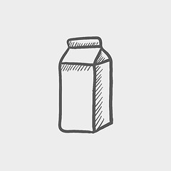 Image showing Fresh milk in a box sketch icon