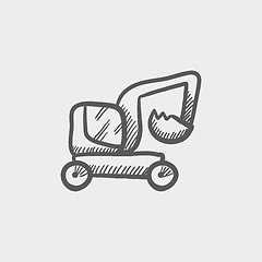 Image showing Excavator truck sketch icon