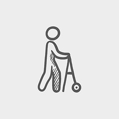 Image showing Disabled person with walking sketch icon