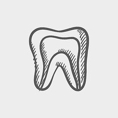 Image showing Molar tooth sketch icon