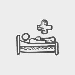 Image showing Medical bed with patient sketch icon