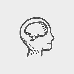 Image showing Human head with brain sketch icon