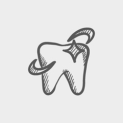 Image showing Shining tooth sketch icon