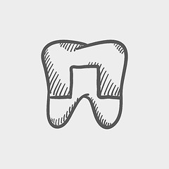 Image showing Crowned tooth sketch icon