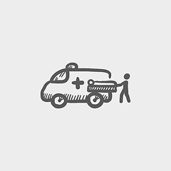 Image showing Man and ambulance car sketch icon