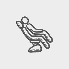 Image showing Man sitting on a dental chair sketch icon