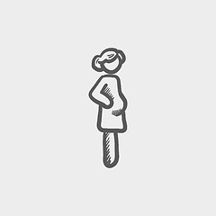 Image showing Pregnant woman sketch icon